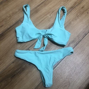 Aqua Tie Front t Bikini Set Swimwear Sz M Euc - Picture 1 of 7