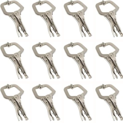 ATE PRO. USA 6-Inch Swivel Pad Locking C-Clamp Locking Pliers (12 Pack)