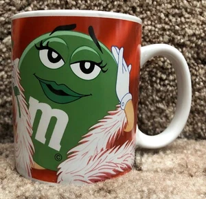 Galerie M&M's Coffee Mug Tea Cup Ms Green Pink Rose Hearts Valentine Feather Boa - Picture 1 of 6