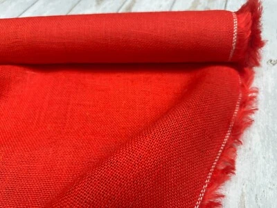 CORAL RED HESSIAN JUTE Fabric Sacking Table Runner Material Wedding -150cm wide - Image 1 of 4