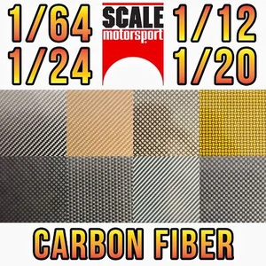 SCALA MOTORSPORT FIBRA DI CARBONIO WaterSlide decalcomania 1/12 1/24 1/64 per Hot - Foto 1 di 27