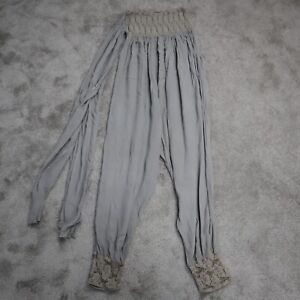 Free People Womens Loose Harem Pants Bloomers Yoga Smocked Waist Gray Size Small