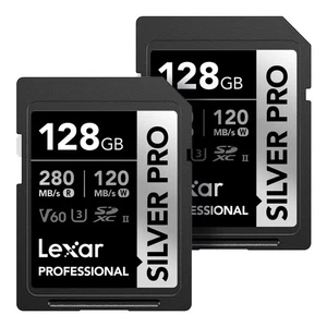 128GB (2-PK) Professional SILVER PRO SD Card, UHS-II, C10, U3, V60, Full HD, ... - Picture 1 of 7