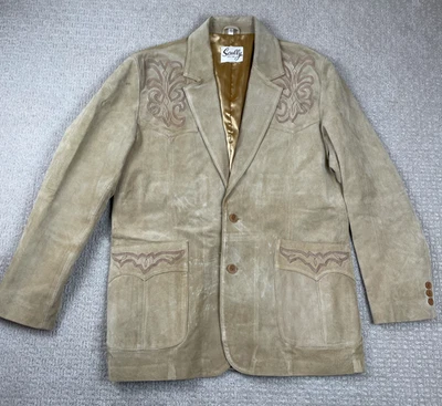 Vintage Scully Jacket Mens 42 Suede Leather Western Blazer Sport Coat Yoke Brown - Image 1 of 4