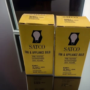 Satco ( 2 ) S3811 130V Med Base 40Watt A15 Light Bulb Frosted Fan,Appliance Bulb - Picture 1 of 4
