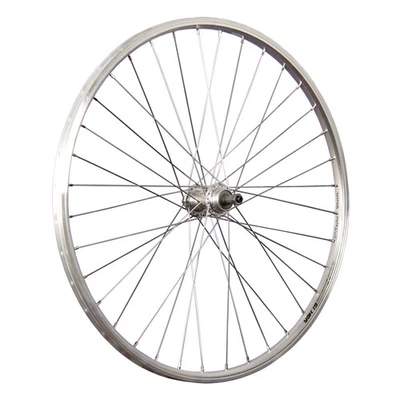 Laufrad 26 Zoll Hinterrad Fahrrad Aluminium Hohlkammer Felge Schraubkranz silber - Bild 1 von 4