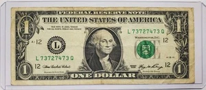 Vintage Series 2006 Double Digit Bookend $1 One Dollar Bill SN: L73727473Q - Bild 1 von 2