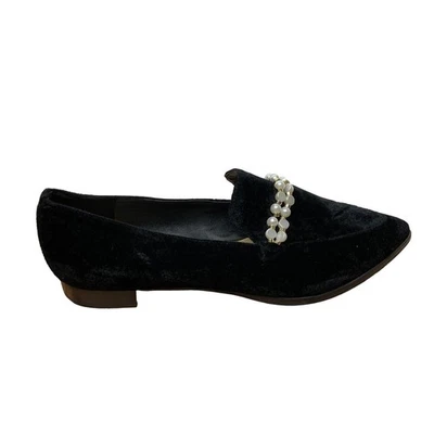 Mocasines sin cordones Marc Fisher Kneel de terciopelo negro adornados con perlas 9,5 M Foto 1 de 4