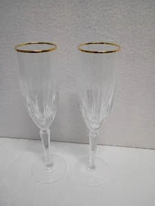 "2 flautas de champán de cristal con adornos dorados Lenox Clarity - 8,5"" de alto" - Imagen 1 de 4