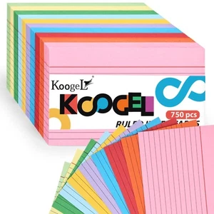 Index Cards 3 x 5 Inch 750 Count Ruled on both Sides 10 Assorted Colors Note ... - Picture 1 of 6