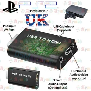 PlayStation 2 PS2 to HDMI Converter Adapter Adaptor Cable HD RCA AV Audio Video - Picture 1 of 18