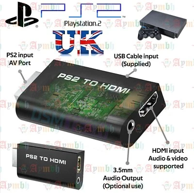 PlayStation 2 PS2 to HDMI Converter Adapter Adaptor Cable HD RCA AV Audio Video - Image 1 of 4
