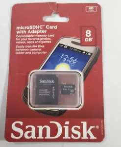 SanDisk 8 GB microSDHC Card With Adapter New - Picture 1 of 5
