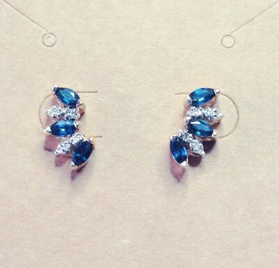 Pendiente de topacio natural y diamantes de oro amarillo macizo de 14K Foto 1 de 4