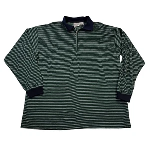 VTG Bugle Boy Gold Crest Men Large Green 1/4 Zip Long Sleeve Polo Shirt USA - Picture 1 of 8