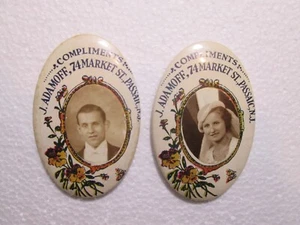 Antiker Taschenspiegel 20er Jahre J Adamoff Passaic NJ Zelluloid Werbung Foto - Bild 1 von 4
