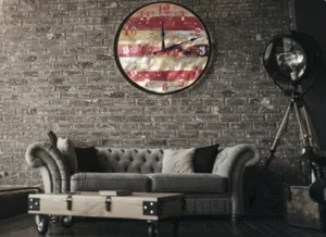 70cm 'Salsa Bar' Red and White' Handmade Unique Reclaimed Wood & Steel Clock - Picture 1 of 19