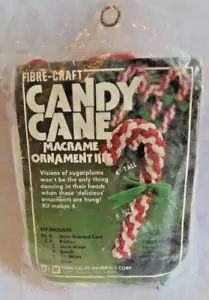 Kit Bastoncini di Caramelle Macramè Artigianale Fibra Vintage Realizza 4 Ornamenti Aperti Natale - Foto 1 di 4