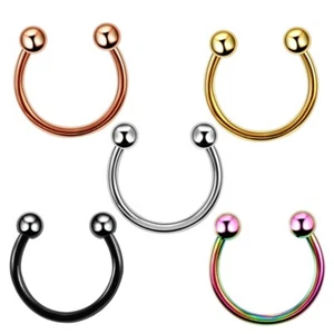 HORSESHOE PIERCING CIRCULAR BARBELL RING SEPTUM EAR TRAGUS SURGICAL STEEL LIP  - Picture 1 of 6