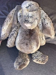 Jellycat Woodland Bunny Floppy Peluche Morbido Grigio Marrone Coniglio Taglia Media - Foto 1 di 6