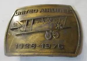 Hebilla de cinturón de latón vintage de United Airlines 50 aniversario 1976 - Imagen 1 de 2