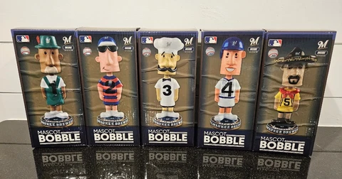 Milwaukee Brewers Racing Sausage Mascot  Knucklehead FOCO Bobbleheads Set New Cover