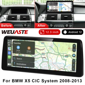 12.3'' Android Car GPS 2+32G Unit Stereo Carplay For BMW X5 CIC System 2008-2013 - Picture 1 of 12