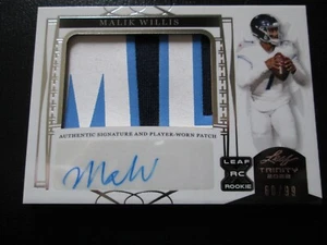 MALIK WILLIS 2022 LEAF TRINITY JUMBO PATCH AUTOGRAPHED ROOKIE #60/99 - Picture 1 of 4