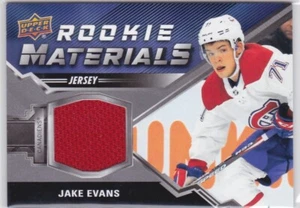 2020/21 UD..JAKE EVANS..MATERIALES DE NOVATO..TARJETA # RM-JE..CANADIENS - Imagen 1 de 3