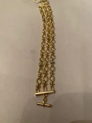 NUEVO CON ETIQUETAS Muestra Pulsera Lauren Ralph Lauren Tono Dorado Multicapa Pavé 7.5" N31 Foto 1 de 4
