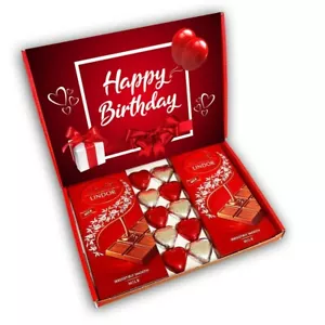 Lindt Lindor Milch Schokoriegel & Schokoladenherzen Geschenkbox Geschenk Geburtstag - Bild 1 von 3