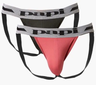 Papi Fruit Dove Rosa Negro Microfibra 2pk Paquete de 2 Jock Jockstrap Pequeño S Foto 1 de 4
