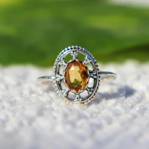  ANILLO JOYERÍA HECHO A MANO PLATA ESTERLINA 925 PIEDRAS PRECIOSAS NATURALES CITRINO 3 A 12 - Imagen 1 de 6