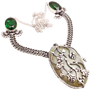 Aguamarina Gema Plata Chapado Handmade Joyería Collar Regalo 24 Gramos N-1551 - Imagen 1 de 3
