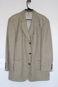 TAN WEAVE HUGO BOSS LINEN / WOOL BLEND SPORT COAT sz 42L einstein suit jacket - Picture 1 of 5