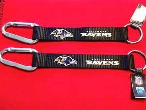 TWO (2) BEAUTIFUL AND HANDY, BALTIMORE RAVENS CARABINER KEYCHAINS FROM AMINCO - Picture 1 of 2