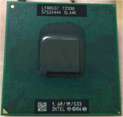 Intel Core Duo Laptop CPU processor T2330 1.6GHz 1M 533 SLA4K LF80537GE0251M - Image 1 of 3