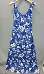 Women's Long A-Line Dress WomenSize M Blue Floral Stretch Sleeveless - Picture 1 of 8