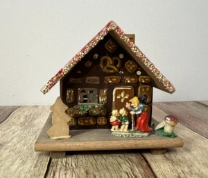 Vintage Wooden Hansel And Gretel House Bank With Witch Made In Japan - Picture 1 of 9