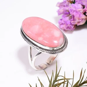Pink Opal Gemstone Vintage Handmade 925 Sterling Silver Ring Adjustable GSR-5055 - Picture 1 of 2