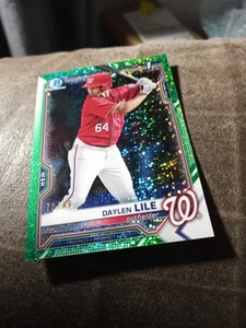 MINT 2021 Bowman Draft Daylen Lile Rookie Chrome Green Sparkle Refractor 1st /99 - Picture 1 of 2