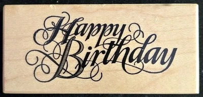 PSX Designs Rubber Stamps Swirly Fancy Happy Birthday Saying Party Celebration - Image 1 of 2