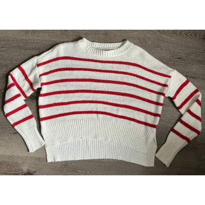 C&C California Red & White Stripe Pullover Lightweight Crew Neck Sweater - Image 1 of 4