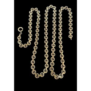 "Collar de cadena vintage de eslabones de barra y anillo relleno de oro amarillo de 12 k carpeta Bros BB" - Imagen 1 de 6