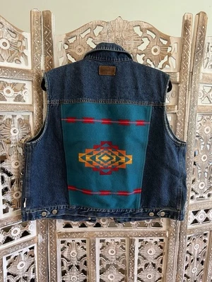 Pendleton Originals Women’s Large Denim Jean Wool Vest Southwest - Image 1 of 4