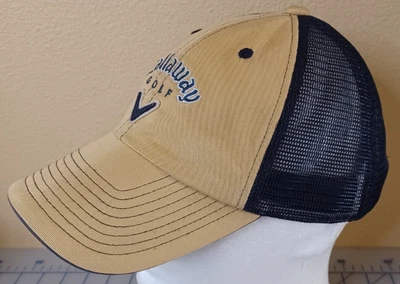 Gorra/sombrero de malla de golf Callaway para camioneros azul marino/beige gancho y bucle ajustable Foto 1 de 4