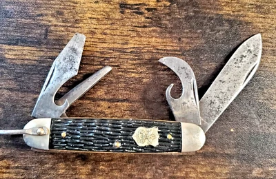 Vintage IMPERIAL Official BSA Scout Knife - Jigged Black Handles 1950's to 60's - Image 1 of 2