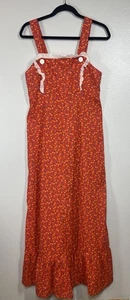 Vintage Liberty House Hawaii rot schick Blumen Sommerkleid 11 Full Maxi Dress Festival - Bild 1 von 12