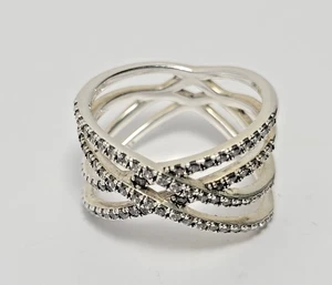 Auténtico Anillo Pandora SS 925 Ale Brillo Entrecruzado Líneas Cósmicas Talla 7 (196401CZ - Imagen 1 de 5