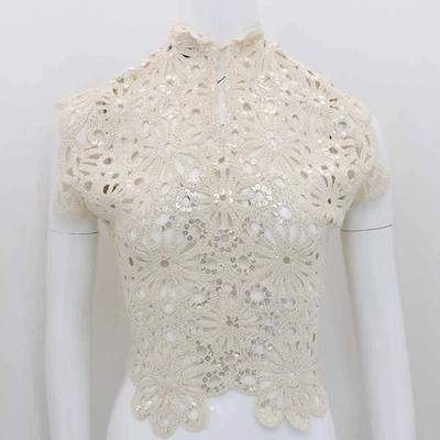 Chemisier en dentelle à sequins Maje MFPTO01004 kk92929695 145878190 - Photo 1/4